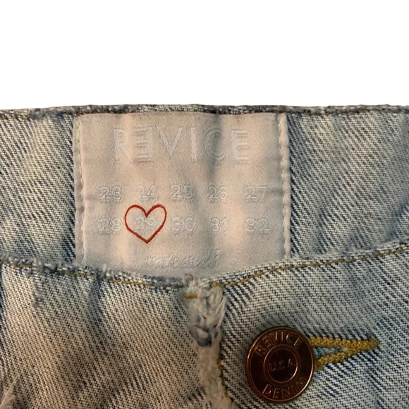 REVICE Denim Two Tone Jeans Straight Leg Raw Hem - Picture 5 of 13